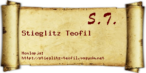 Stieglitz Teofil névjegykártya